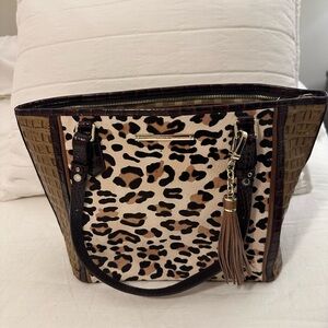 Brahmin Leopard and Tan Tote with Tassel